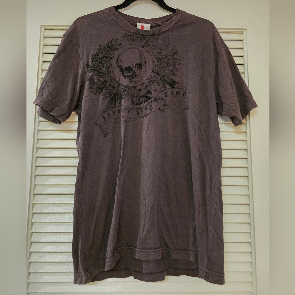 BDG - Men's Y2K 100% Cotton Brown & Black Skull Vintage Short-Sleeve T-Shirt
